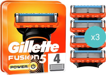 ΣΕΤ FUSION5 POWER REPLACEMENT RAZORS ΑΝΤΑΛΛΑΚΤΙΚΕΣ ΚΕΦΑΛΕΣ ΞΥΡΙΣΤΙΚΗΣ ΜΗΧΑΝΗΣ ΣΧΕΔΙΑΣΜΕΝΕΣ ΜΕ 5 ΛΕΠΙΔΕΣ ΓΙΑ ΒΑΘΥ ΞΥΡΙΣΜΑ ΠΟΥ ΔΙΑΡΚΕΙ 12 ΤΕΜΑΧΙΑ (3X4 ΤΕΜΑΧΙΑ) GILLETTE