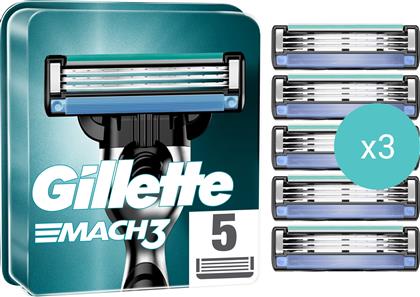 ΣΕΤ MACH3 REPLACEMENT RAZORS ΑΝΤΑΛΛΑΚΤΙΚΕΣ ΚΕΦΑΛΕΣ 3 ΛΕΠΙΔΩΝ 15 ΤΕΜΑΧΙΑ (3X5 ΤΕΜΑΧΙΑ) GILLETTE