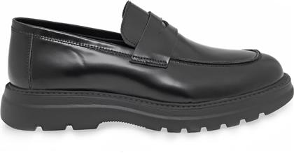 ΑΝΔΡΙΚΑ ΔΕΡΜΑΤΙΝΑ LOAFERS ΜΟΝΟΧΡΩΜΑ - V524H0312002 ΜΑΥΡΟ GIOVANNI MORELLI