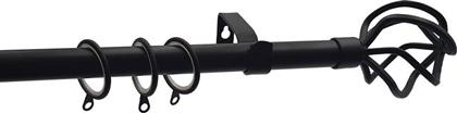 ΚΟΥΡΤΙΝΟΞΥΛΟ Φ19MM ΜΟΝΟ ΕΠΕΚΤΕΙΝΟΜΕΝΟ 120-210CM ΜΕ ΑΚΡΑ BLACK MAT 790124 GRACE