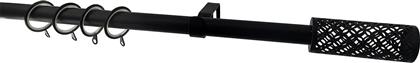 ΚΟΥΡΤΙΝΟΞΥΛΟ Φ19MM ΜΟΝΟ ΕΠΕΚΤΕΙΝΟΜΕΝΟ 120-210CM ΜΕ ΑΚΡΑ BLACK MAT 999128 GRACE