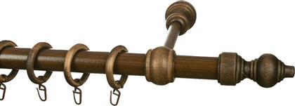 ΚΟΥΡΤΙΝΟΞΥΛΟ Φ28MM ΜΟΝΟ 160CM ΜΕ ΑΚΡΑ ALLURE WALNUT 680164 GRACE