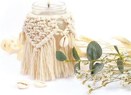 ΚΕΡΙ ΜΑΚΡΑΜΕ DIY BOHEMIAN MACRAME CANDLE GRAINE CREATIVE