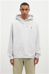 ΒΑΜΒΑΚΕΡΗ ΜΠΛΟΥΖΑ ONE POINT HOODED SWEATSHIRT ΧΡΩΜΑ: ΓΚΡΙ, ΜΕ ΚΟΥΚΟΥΛΑ GRAMICCI