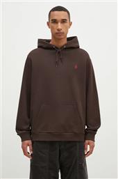 ΒΑΜΒΑΚΕΡΗ ΜΠΛΟΥΖΑ ONE POINT HOODED SWEATSHIRT ΧΡΩΜΑ: ΚΑΦΕ, ΜΕ ΚΟΥΚΟΥΛΑ GRAMICCI