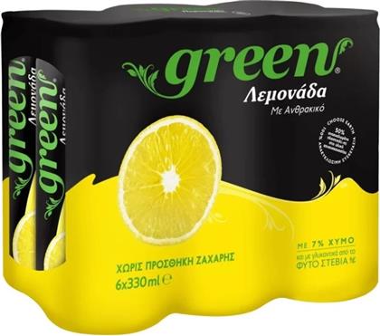 ΛΕΜΟΝΑΔΑ ΣΤΕΒΙΑ ΜΕ ΑΝΘΡΑΚΙΚΟ 6X330ML GREEN