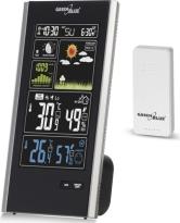 GB520 WIRELESS WEATHER STATION DCF, PRESSURE, MOON PHASE, USB CHARGER BLACK GREENBLUE
