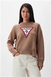 ΓΥΝΑΙΚΕΙΑ ΠΛΕΚΤΗ ΜΠΛΟΥΖΑ ΜΕ ΛΟΓΟΤΥΠΟ - W4BR12Z3HM1 ΚΑΦΕ ΑΝΟΙΧΤΟ GUESS