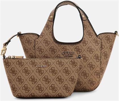 ΓΥΝΑΙΚΕΙΑ ΤΣΑΝΤΑ ΧΕΙΡΟΣ ΜΕ ALL-OVER LOGO PRINT ''CALISTA'' - HWSG7334750 ΚΑΦΕ ΑΝΟΙΧΤΟ GUESS
