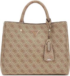 ΓΥΝΑΙΚΕΙΑ ΤΣΑΝΤΑ ΧΕΙΡΟΣ ΜΕ ALL-OVER LOGO PRINT ''MERIDIAN II'' - HWSG6974060 ΚΑΦΕ ΑΝΟΙΧΤΟ GUESS