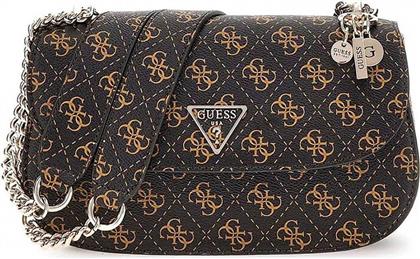 ΓΥΝΑΙΚΕΙΑ ΤΣΑΝΤΑ CROSSBODY ΜΕ ALL-OVER LOGO PRINT ΚΑΙ ΔΙΑΚΟΣΜΗΤΙΚΟ ΜΠΡΕΛΟΚ ''ERICA'' - HWEQG951021 ΚΑΦΕ GUESS