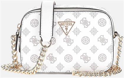 ΓΥΝΑΙΚΕΙΑ ΤΣΑΝΤΑ CROSSBODY ΜΕ ALL-OVER LOGO PRINT ΚΑΙ ΜΕΤΑΛΛΙΚΟ ΛΟΓΟΤΥΠΟ ''NOELLE'' - HWPG7879140 ΛΕΥΚΟ GUESS από το NOTOS