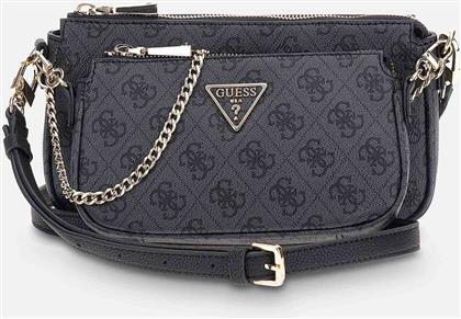 ΓΥΝΑΙΚΕΙΑ ΤΣΑΝΤΑ CROSSBODY ΜΕ ΜΕΤΑΛΛΙΚΟ ΛΟΓΟΤΥΠΟ ΚΑΙ ALL-OVER LOGO PRINT ''NOELLE LOGO'' - HWBG7879710 ΑΝΘΡΑΚΙ GUESS