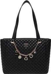 ΓΥΝΑΙΚΕΙΑ ΤΣΑΝΤΑ TOTE ΚΑΙ ΑΛΥΣΙΔΑ ΜΕ CHARM ΛΟΓΟΤΥΠΟ ''EVERLEE NOEL'' - HWEG8679250 ΜΑΥΡΟ GUESS