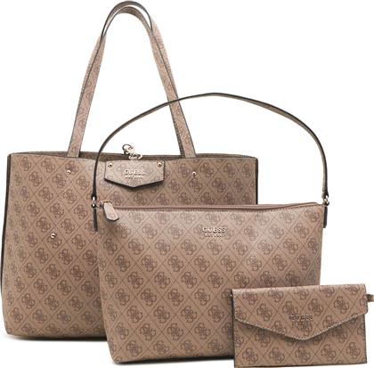 ΓΥΝΑΙΚΕΙΑ ΤΣΑΝΤΑ TOTE ΜΕ ALL-OVER 4G LOGO PRINT ΚΑΙ ΑΠΟΣΠΩΜΕΝΑ POUCHES ''BRENTON'' - HWEBG839023 ΚΑΦΕ ΑΝΟΙΧΤΟ GUESS