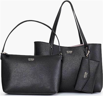 ΓΥΝΑΙΚΕΙΑ ΤΣΑΝΤΑ TOTE ΜΕ ΜΕΤΑΛΛΙΚΟ ΛΟΓΟΤΥΠΟ ''BRENTON'' - HWPG9648230 ΜΑΥΡΟ GUESS