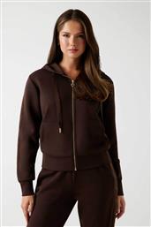 ΓΥΝΑΙΚΕΙΑ ΖΑΚΕΤΑ ΦΟΥΤΕΡ ΜΕ ΛΩΡΙΔΑ ΛΟΓΟΤΥΠΟ ''NEW HOODED'' - W5YQ05KBYE2 ΚΑΦΕ GUESS