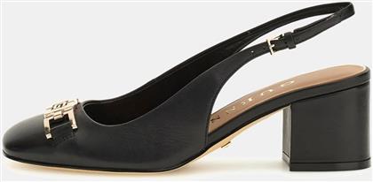 ΓΥΝΑΙΚΕΙΕΣ ΔΕΡΜΑΤΙΝΕΣ ΓΟΒΕΣ SLINGBACK ΜΕ ΧΡΥΣΗ ΑΓΚΡΑΦΑ ''CALIDE'' - FLTCDELEA05 ΜΑΥΡΟ GUESS