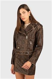 ΓΥΝΑΙΚΕΙΟ BIKER JACKET FAUX LEATHER - W5YL04WHDI0 ΚΑΦΕ GUESS