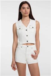 ΓΥΝΑΙΚΕΙΟ DENIM JACKET ΑΜΑΝΙΚΟ ΜΕ ΤΣΕΠΕΣ RELAXED FIT - W5GN74D5M62 ΛΕΥΚΟ GUESS