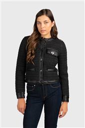 ΓΥΝΑΙΚΕΙΟ JACKET ΚΑΠΙΤΟΝΕ ΜΕ ΤΣΕΠΕΣ REGULAR FIT - W4YL26WGB12 ΜΑΥΡΟ GUESS