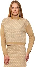 ΓΥΝΑΙΚΕΙΟ ΠΟΥΛΟΒΕΡ ΜΕ ALL-OVER LOGO PRINT - W5BR23Z3JD2 ΚΑΦΕ ΑΝΟΙΧΤΟ GUESS