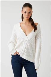 ΓΥΝΑΙΚΕΙΟ ΠΟΥΛΟΒΕΡ ΜΕ ΔΙΑΤΡΗΤΗ ΠΛΕΞΗ REGULAR FIT - W5BR53Z2ZK2 ΛΕΥΚΟ GUESS