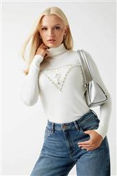 ΓΥΝΑΙΚΕΙΟ ΠΟΥΛΟΒΕΡ ΖΙΒΑΓΚΟ ΜΕ ΑΝΑΓΛΥΦΟ ΛΟΓΟΤΥΠΟ ΜΕ ΣΤΡΑΣ - W5BR39Z2NQ2 ΚΡΕΜ GUESS