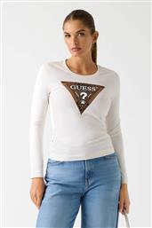 ΓΥΝΑΙΚΕΙΟ T-SHIRT ΚΑΙ ΤΡΙΓΩΝΙΚΟ ΛΟΓΟΤΥΠΟ ΜΕ ANIMAL-PRINT RELAXED FIT - W5BI75J1314 ΚΡΕΜ GUESS