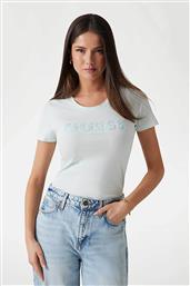 ΓΥΝΑΙΚΕΙΟ T-SHIRT ΜΕ ΑΝΑΓΛΥΦΟ ΛΟΓΟΤΥΠΟ ΑΠΟ ΠΑΓΙΕΤΕΣ SLIM FIT - W5GI17J1314 ΒΕΡΑΜΑΝ ΑΝΟΙΧΤΟ GUESS