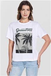ΓΥΝΑΙΚΕΙΟ T-SHIRT ΜΕ ΑΝΑΓΛΥΦΟ ΛΟΓΟΤΥΠΟ ΚΑΙ FLORAL PRINT RELAXED FIT - W5YI17I3Z14 ΛΕΥΚΟ GUESS