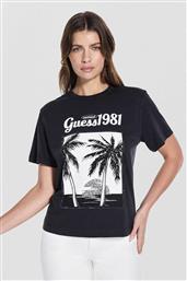 ΓΥΝΑΙΚΕΙΟ T-SHIRT ΜΕ ΑΝΑΓΛΥΦΟ ΛΟΓΟΤΥΠΟ ΚΑΙ FLORAL PRINT RELAXED FIT - W5YI17I3Z14 ΜΑΥΡΟ GUESS