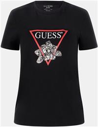 ΓΥΝΑΙΚΕΙΟ T-SHIRT ΜΕ ΑΝΑΓΛΥΦΟ ΛΟΓΟΤΥΠΟ ΚΑΙ FLORAL PRINT RELAXED FIT - W5YI38I3Z14 ΜΑΥΡΟ GUESS