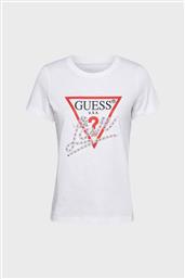 ΓΥΝΑΙΚΕΙΟ T-SHIRT ΜΕ ΑΝΑΓΛΥΦΟ ΛΟΓΟΤΥΠΟ ΚΑΙ LETTERING REGULAR FIT - W5YI40I3Z14 ΛΕΥΚΟ GUESS