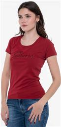 ΓΥΝΑΙΚΕΙΟ T-SHIRT ΜΕ LOGO PRINT ΑΠΟ ΣΤΡΑΣ REGULAR FIT - W5YI46J1314 ΚΟΚΚΙΝΟ GUESS