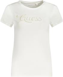 ΓΥΝΑΙΚΕΙΟ T-SHIRT ΜΕ ΛΟΓΟΤΥΠΟ ΑΠΟ ΔΙΑΤΡΗΤΗ ΠΛΕΞΗ SLIM FIT - W5GI47KA0Q1 ΛΕΥΚΟ GUESS