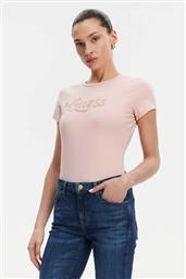 ΓΥΝΑΙΚΕΙΟ T-SHIRT ΜΕ ΛΟΓΟΤΥΠΟ ΑΠΟ ΔΙΑΤΡΗΤΗ ΠΛΕΞΗ SLIM FIT - W5GI47KA0Q1 ΡΟΖ ΑΝΟΙΧΤΟ GUESS