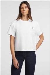 ΓΥΝΑΙΚΕΙΟ T-SHIRT ΜΕ ΤΡΙΓΩΝΙΚΟ ΛΟΓΟΤΥΠΟ ΣΤΟ ΣΤΗΘΟΣ BOXY FIT - W4YI05K8HM0 ΛΕΥΚΟ GUESS