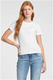 ΓΥΝΑΙΚΕΙΟ T-SHIRT ΜΕ ΤΣΕΠΗ ΚΑΙ ΛΟΓΟΤΥΠΟ SLIM FIT - W5RI52J1314 ΛΕΥΚΟ GUESS