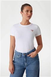 ΓΥΝΑΙΚΕΙΟ T-SHIRT ΜΟΝΟΧΡΩΜΟ ΜΕ ΛΟΓΟΤΥΠΟ SLIM FIT - W2YI44J1314 ΛΕΥΚΟ GUESS