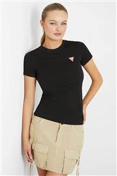 ΓΥΝΑΙΚΕΙΟ T-SHIRT ΜΟΝΟΧΡΩΜΟ ΜΕ ΛΟΓΟΤΥΠΟ SLIM FIT - W2YI44J1314 ΜΑΥΡΟ GUESS
