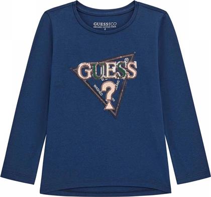 ΠΑΙΔΙΚΗ ΜΠΛΟΥΖΑ ΜΕ ΚΕΝΤΗΜΕΝΟ ΛΟΓΟΤΥΠΟ ΜΕ ΠΑΓΙΕΤΑ REGULAR FIT - K5YI10K6YW4 ΣΚΟΥΡΟ ΜΠΛΕ GUESS