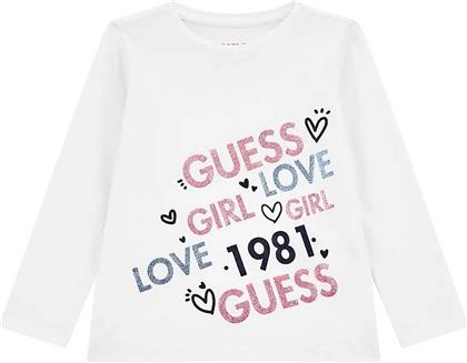 ΠΑΙΔΙΚΗ ΜΠΛΟΥΖΑ ΒΑΜΒΑΚΕΡΗ ΜΕ GLITTER - K4YI27K6YW4 ΛΕΥΚΟ GUESS