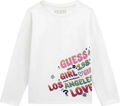 ΠΑΙΔΙΚΗ ΜΠΛΟΥΖΑ ΒΑΜΒΑΚΕΡΗ ΜΕ LETTERING ΚΑΙ LOGO PRINT - K5YI22K6YW4 ΛΕΥΚΟ GUESS