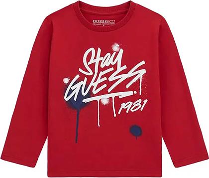 ΠΑΙΔΙΚΗ ΜΠΛΟΥΖΑ ΒΑΜΒΑΚΕΡΗ ΜΕ LETTERING ΚΑΙ LOGO PRINT - N5BI02I3Z14 ΚΟΚΚΙΝΟ GUESS