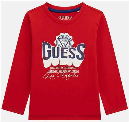 ΠΑΙΔΙΚΗ ΜΠΛΟΥΖΑ ΒΑΜΒΑΚΕΡΗ ΜΕ LETTERING ΚΑΙ LOGO PRINT - N5YI13K8HM0 ΚΟΚΚΙΝΟ GUESS