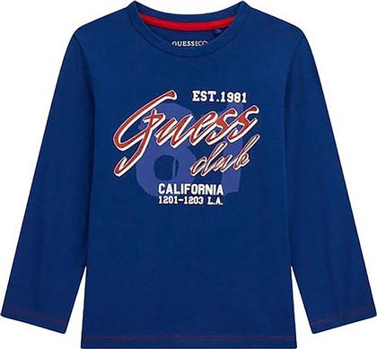 ΠΑΙΔΙΚΗ ΜΠΛΟΥΖΑ ΒΑΜΒΑΚΕΡΗ ΜΕ LETTERING ΚΑΙ LOGO PRINT - N5YI15K8HM4 ΜΠΛΕ GUESS