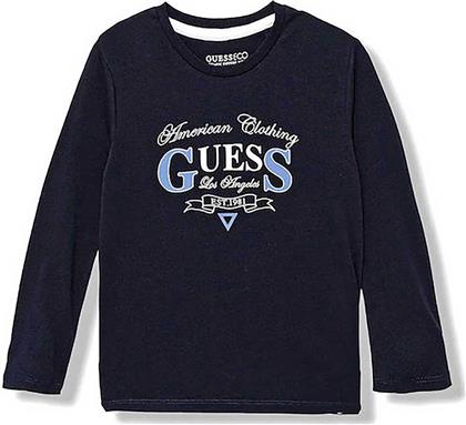 ΠΑΙΔΙΚΗ ΜΠΛΟΥΖΑ ΒΑΜΒΑΚΕΡΗ ΜΕ LETTERING ΚΑΙ LOGO PRINT - N5YI21K8HM4 ΜΠΛΕ GUESS