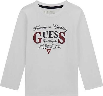 ΠΑΙΔΙΚΗ ΜΠΛΟΥΖΑ ΒΑΜΒΑΚΕΡΗ ΜΕ LETTERING ΚΑΙ LOGO PRINT - N5YI21K8HM4 ΛΕΥΚΟ GUESS