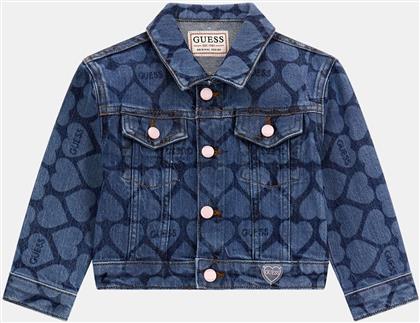 ΠΑΙΔΙΚΟ DENIM JACKET ΜΕ ALL OVER PRINT ΚΑΡΔΙΕΣ - K4YL03D4WF0 DENIM BLUE GUESS από το NOTOS